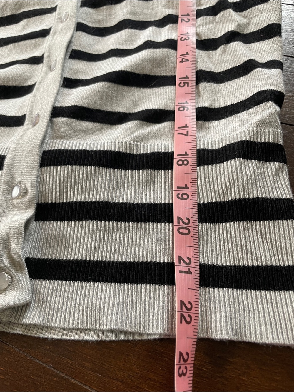 Red Striped Button-Front Cardigan - Light Gray & Black - Picture 10 of 10